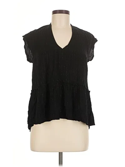 Pre-owned Xhilaration Short Sleeve Blouse In Black