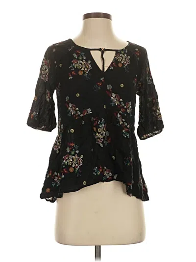 Pre-owned Xhilaration Short Sleeve Blouse In Black