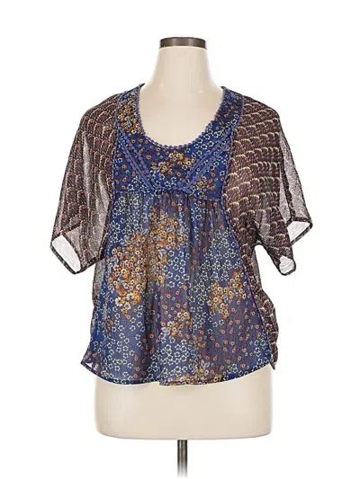 Pre-owned Xhilaration Short Sleeve Blouse In Blue