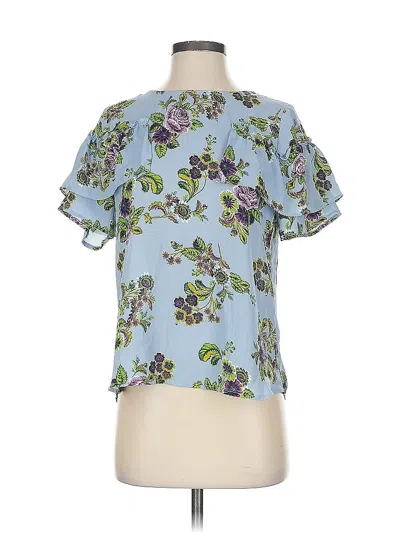 Pre-owned Xhilaration Short Sleeve Blouse In Blue