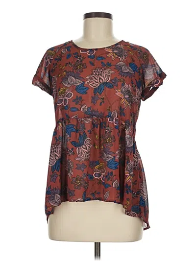 Pre-owned Xhilaration Short Sleeve Blouse In Brown