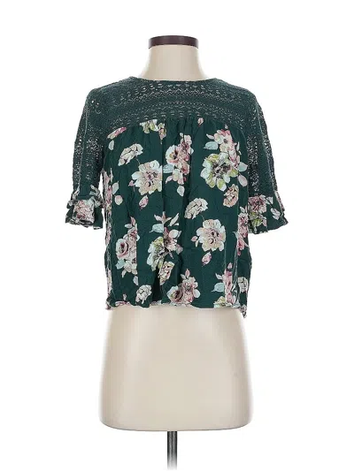 Pre-owned Xhilaration Short Sleeve Blouse In Green