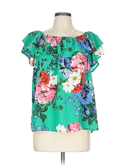 Pre-owned Xhilaration Short Sleeve Blouse In Green
