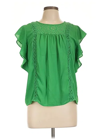 Pre-owned Xhilaration Short Sleeve Blouse In Green