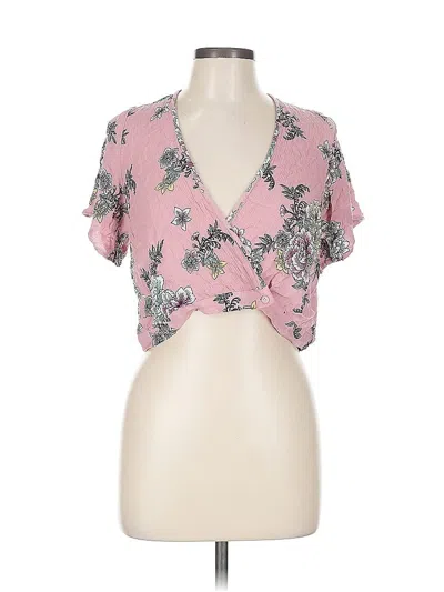 Pre-owned Xhilaration Short Sleeve Blouse In Pink