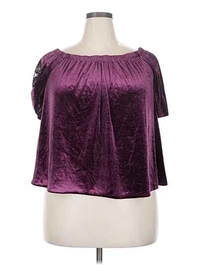 Pre-owned Xhilaration Short Sleeve Blouse In Purple