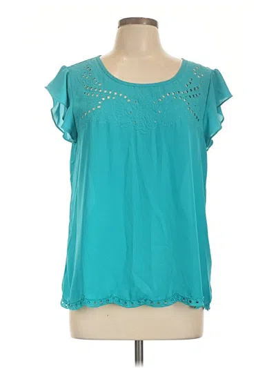 Pre-owned Xhilaration Short Sleeve Blouse In Teal