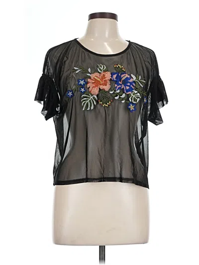 Pre-owned Xhilaration Short Sleeve Top Black Cold Shoulder Neckline Tops