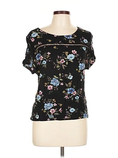 Pre-owned Xhilaration Short Sleeve Top Black Sweetheart Neckline Tops