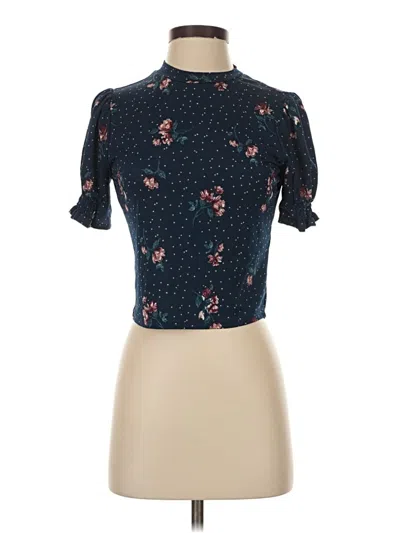 Pre-owned Xhilaration Short Sleeve Top Blue Mock Neckline Tops