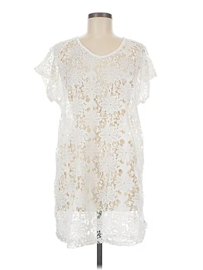 Pre-owned Xhilaration Short Sleeve Top White Keyhole Neckline Tops