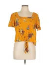 Xhilaration Short Sleeve Top Yellow Sweetheart Neckline Tops In Yellow