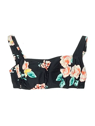 Pre-owned Xhilaration Swimsuit Top Black Floral Pattern Swimwear