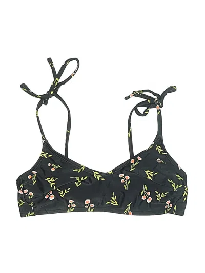 Pre-owned Xhilaration Swimsuit Top Black Floral Pattern Swimwear
