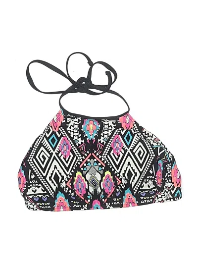 Pre-owned Xhilaration Swimsuit Top Black Paisley Pattern Swimwear