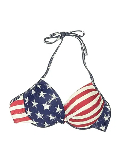 Pre-owned Xhilaration Swimsuit Top Blue Stars Pattern Swimwear