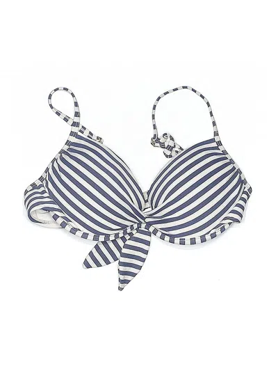 Pre-owned Xhilaration Swimsuit Top Blue Stripes Pattern Swimwear