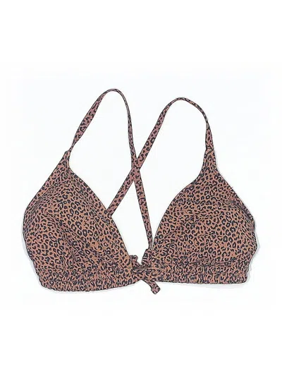 Pre-owned Xhilaration Swimsuit Top Brown Animal Print Pattern Swimwear