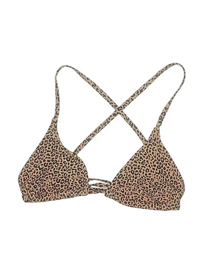 Pre-owned Xhilaration Swimsuit Top Brown Animal Print Pattern Swimwear