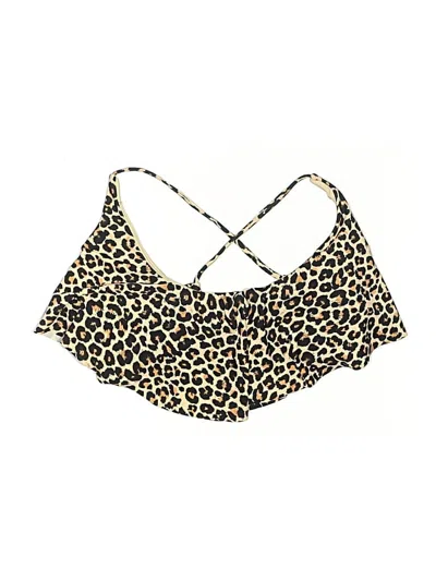 Pre-owned Xhilaration Swimsuit Top Gold Animal Print Pattern Swimwear