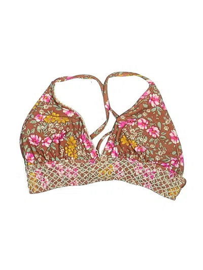 Pre-owned Xhilaration Swimsuit Top Gold Paisley Pattern Swimwear
