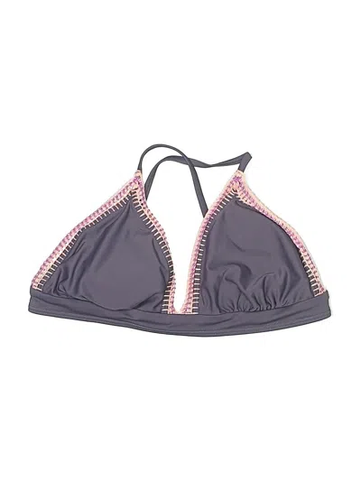 Pre-owned Xhilaration Swimsuit Top Gray Chevron/herringbone Pattern Swimwear