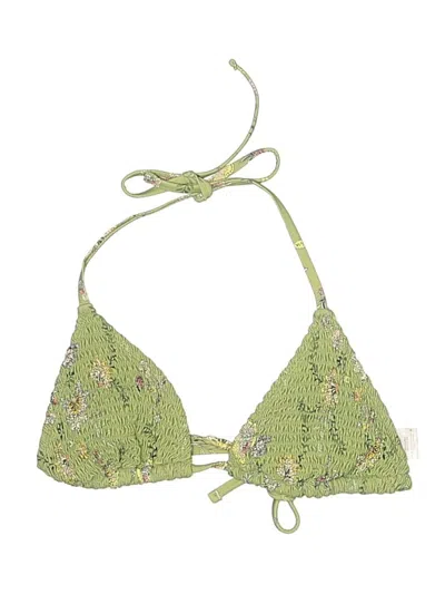 Pre-owned Xhilaration Swimsuit Top Green Tweed Pattern Swimwear