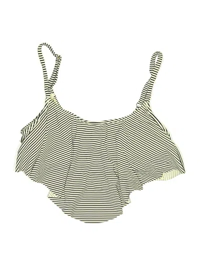 Pre-owned Xhilaration Swimsuit Top Ivory Stripes Pattern Swimwear