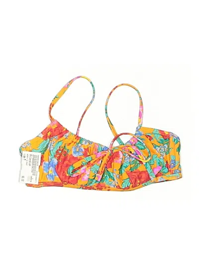 Pre-owned Xhilaration Swimsuit Top Orange Print Pattern Swimwear