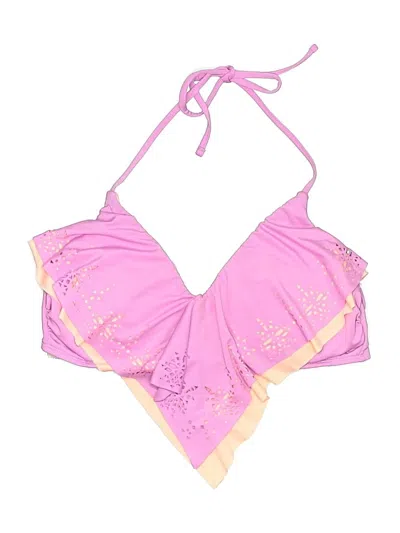 Pre-owned Xhilaration Swimsuit Top Pink Hearts Pattern Swimwear