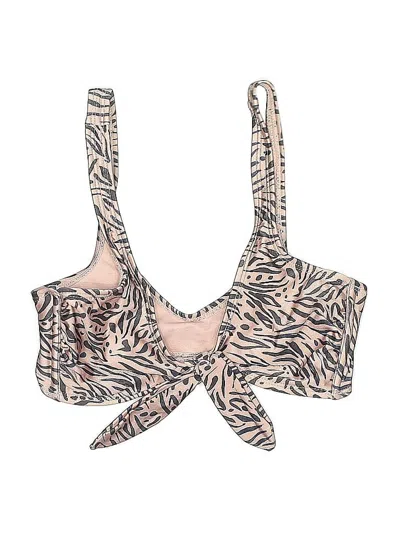 Pre-owned Xhilaration Swimsuit Top Tan Animal Print Pattern Swimwear In Brown