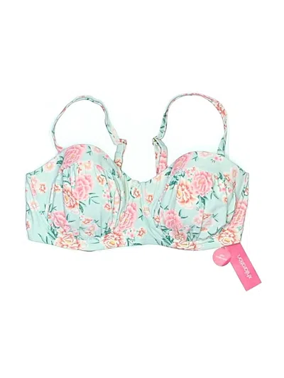 Xhilaration Swimsuit Top Teal Floral Pattern Swimwear