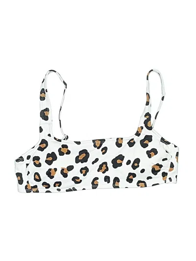 Pre-owned Xhilaration Swimsuit Top White Animal Print Pattern Swimwear