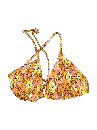Pre-owned Xhilaration Swimsuit Top Yellow Floral Pattern Swimwear