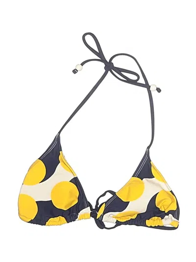 Pre-owned Xhilaration Swimsuit Top Yellow Print Pattern Swimwear