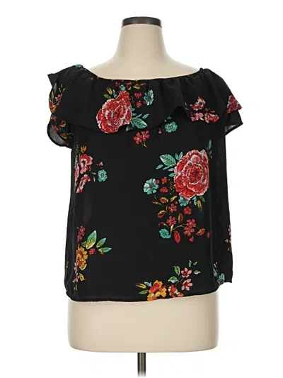 Pre-owned Xhilaration Tube Top Black Floral Pattern Off The Shoulder Neckline Tops