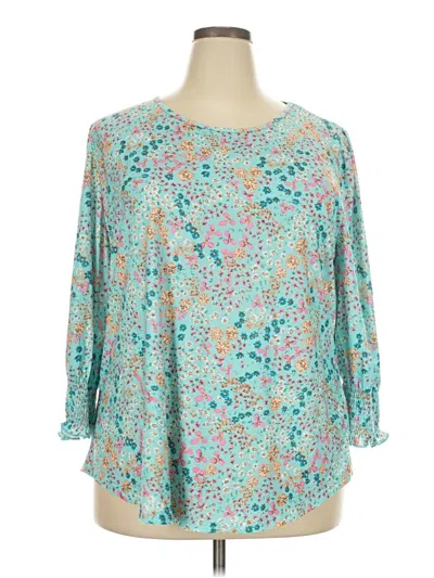 Pre-owned Xieerduo 3/4 Sleeve Blouse In Blue