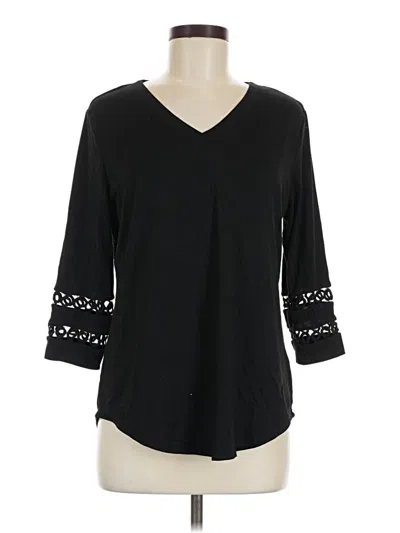 Pre-owned Xieerduo 3/4 Sleeve Top Black V-neck Tops