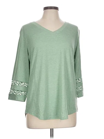 Pre-owned Xieerduo 3/4 Sleeve Top Green V-neck Tops