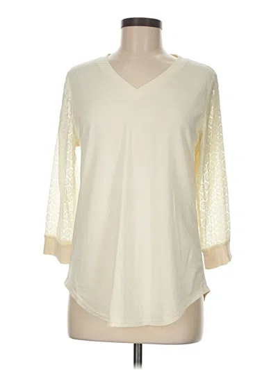 Pre-owned Xieerduo 3/4 Sleeve Top Ivory V-neck Tops