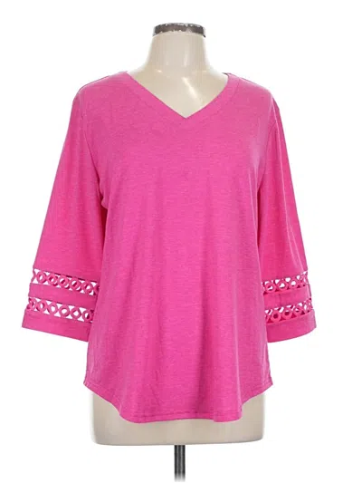 Pre-owned Xieerduo 3/4 Sleeve Top Pink V Neck Tops