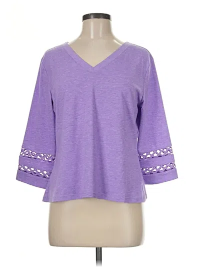 Pre-owned Xieerduo 3/4 Sleeve Top Purple V-neck Tops