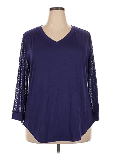 Pre-owned Xieerduo 3/4 Sleeve Top Purple V-neck Tops