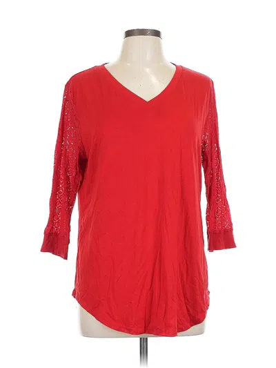 Pre-owned Xieerduo 3/4 Sleeve Top Red V Neck Tops