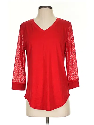 Pre-owned Xieerduo 3/4 Sleeve Top Red V-neck Tops