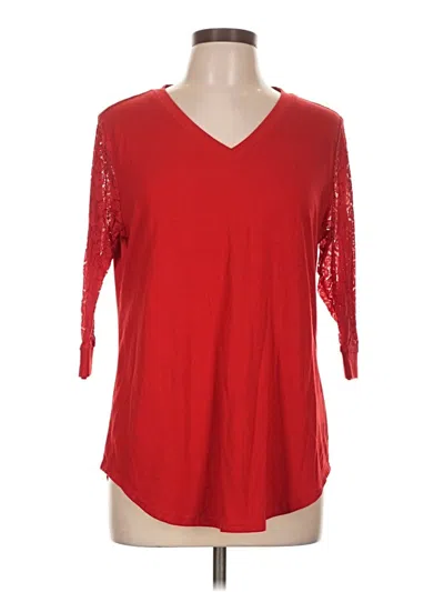 Pre-owned Xieerduo 3/4 Sleeve Top Red V-neck Tops