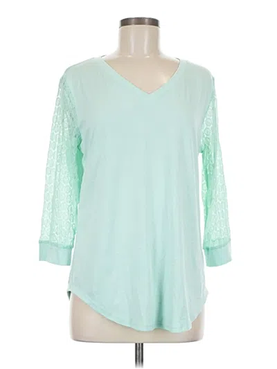 Pre-owned Xieerduo 3/4 Sleeve Top Teal V-neck Tops