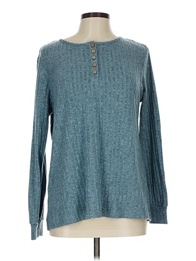 Pre-owned Xieerduo Long Sleeve Henley Shirt In Blue