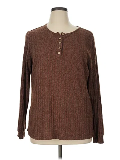 Pre-owned Xieerduo Long Sleeve Henley Shirt In Brown