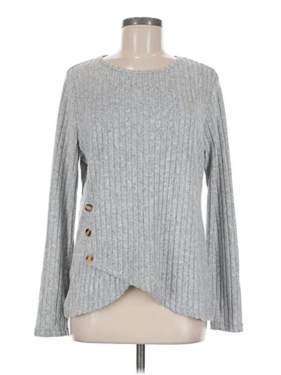 Pre-owned Xieerduo Long Sleeve Top Gray Crew Neck Tops